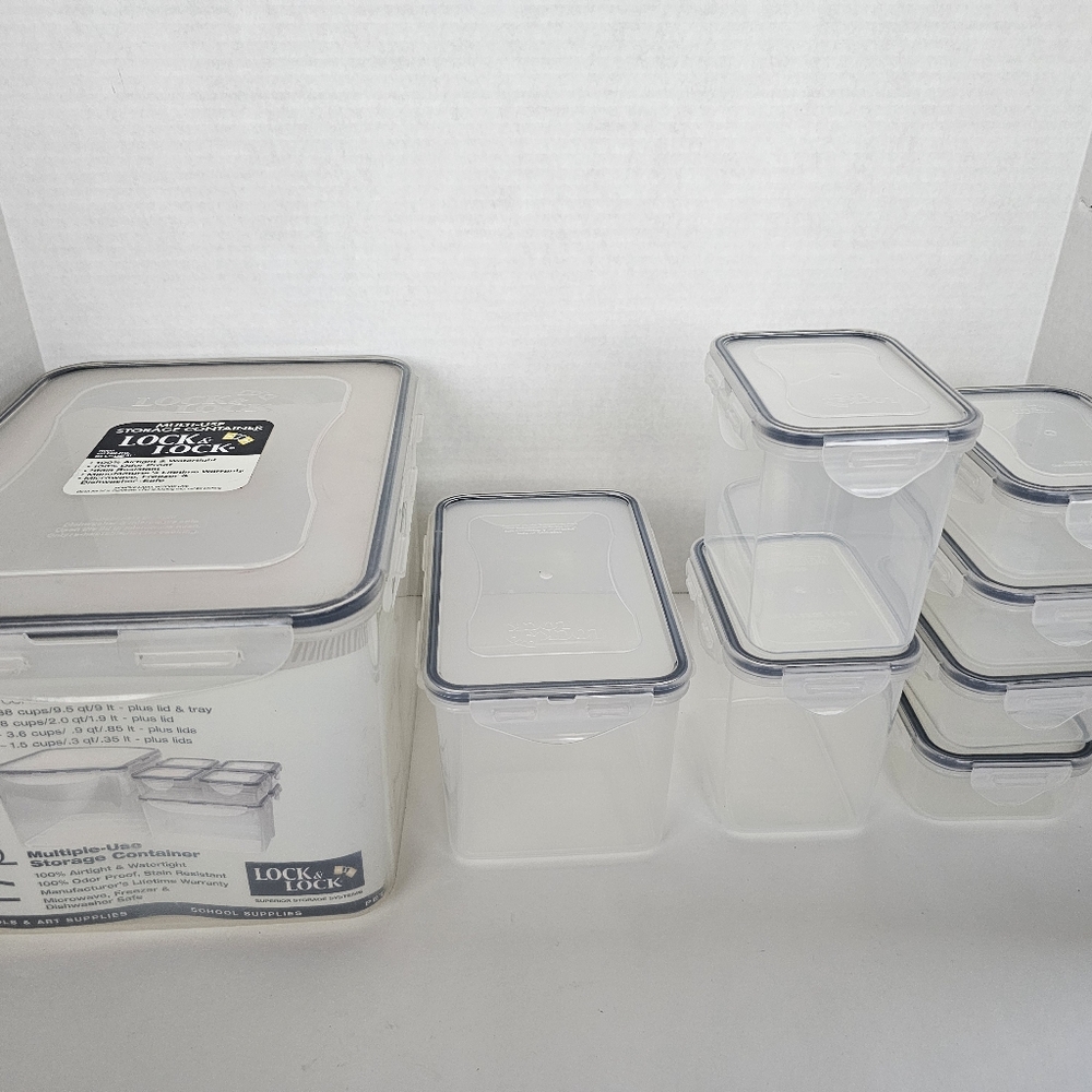 Lock & Lock Set Of 17 Multi-Use Nesting Storage Containers & Lids Vintage NOS - Picture 11 of 14